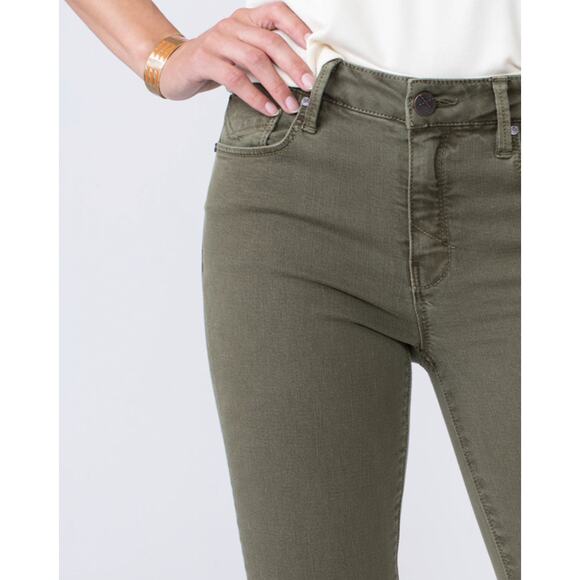 Unpublished Anthropologie Green Midrise Denim Straight‎ Leg Jeans Cuffed Hem 28 - Picture 5 of 11